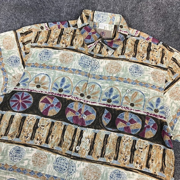 The Territory Ahead Other - The Territory Ahead Men's 100% SILK Southwestern Button Up Shirt | SS | Size XL